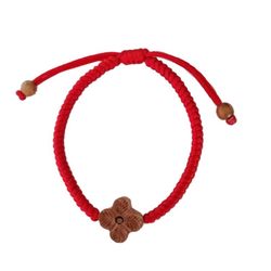 Lucky four-leaf clover peach wood bracelet red ropes, shock bracket, hand-teed diamond knot, ເດັກນ້ອຍ, ເດັກ, ຜູ້ໃຫຍ່, ຊາຍແລະຍິງ