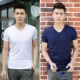 Modal áo thun ngắn tay nam cổ chữ V cộng với nhung dày ấm áp áo sơ mi màu rắn Slim mùa đông nửa tay áo từ bi áo thun trơn