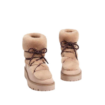 22019 musical note thick-soled lace-up snow boots artificial fur short boots warm boots 6809241098