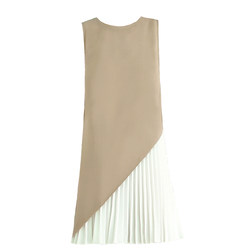 CHIC VISION custom fashionable temperament beveled top/high waist slim A-line pleated skirt suit