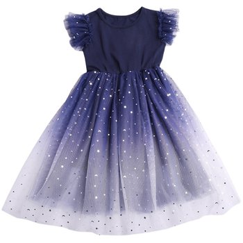 ເດັກຍິງພາກຮຽນ spring ແລະ Summer ໃຫມ່ 2024 ແບບຕາເວັນຕົກ Dresses ເດັກຍິງດູໃບໄມ້ລົ່ນແລະ Summer Princess Dresses Puffy Yarn Dresses ເດັກນ້ອຍ