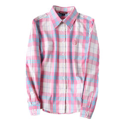 Bear Plaid Shirt Spring and Autumn Fresh Style Korean Student Slim Plaid Shirt Women's Long Sleeve Bottoming Shirt Women