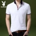 Áo thun ngắn tay Playboy nam mùa hè Slim Lapel POLO Áo sơ mi màu trơn Áo thun mỏng màu xanh lá bông t shirt polo Polo