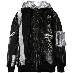 GENANX Lightning Trendy Brand Couple Cotton Clothes Workwear Metallic Shiny Winter Hooded Jacket