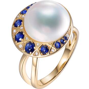 Hivengi 18k sapphire pearl ring