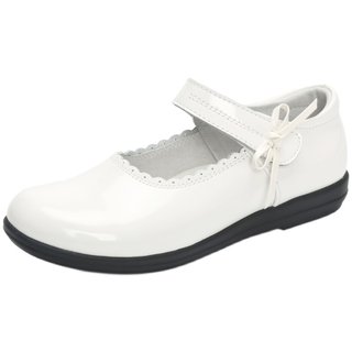 Girls' white student leather performance shoes