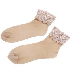 Nair lace stockings, women's summer loose-mouthed core-spun stockings, ultra-thin transparent pairs of socks and two-bone socks, 5 pairs