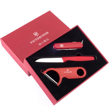 Victorinox Swiss Army Knife ແທ້ຈິງ Fruit Knife Peeler Planer Kitchen Knife Military Knife Three-piece Gift Box 1.3603 Standard