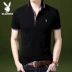 Áo thun ngắn tay Playboy nam mùa hè Slim Lapel POLO Áo sơ mi màu trơn Áo thun mỏng màu xanh lá bông t shirt polo Polo