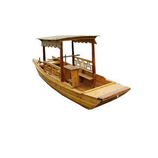 Antique solid wood decoration wedding props European-style sightseeing hand-drawn indoor landscape water dining awning wooden boat fishing boat