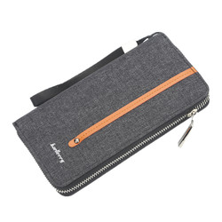 Canvas wallet men's long zipper youth fashion clutch multi-card slot large capacity handbag men's mobile phone bag trendy brand