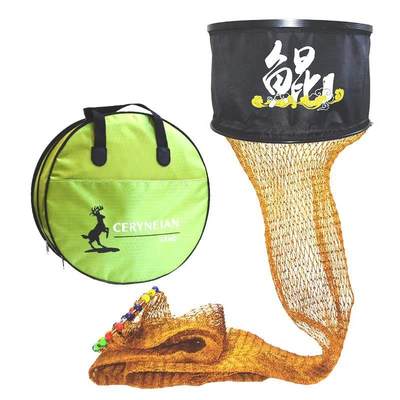 Black pit fish protection hand-woven double-line explosion-proof fish protection net stainless steel anti-hanging fishing protection fishing equipment fish protection bag