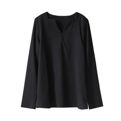 LIMONN design niche satin black-neck v-sleeved shirt women's retro commuting minimalist temperament top