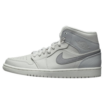 AIR JORDAN 1 MID AJ1 AIR JORDAN 1 MID AJ1 ໃຫມ່ ໝອກ ເທົາ ຂາວ ເທົາ ເງິນ ກາງ 554725-053