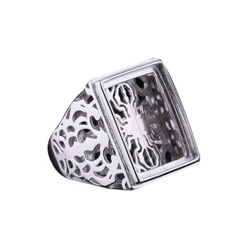 S925 sterling silver ring blank support men diy inlaid turquoise beeswax ring support square ring support silver ornaments empty support 13*18