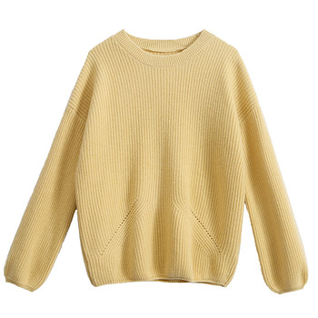 Off-season clearance cashmere sweater lantern sleeve wool sweater for women loose thickened lazy style autumn and winter fashion ສະບັບພາສາເກົາຫຼີອະເນກປະສົງ