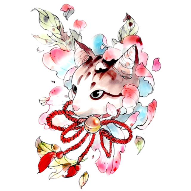 Flower-armed girl Japanese style set with tattoo stickers