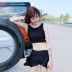 Áo tắm nữ xẻ hai mảnh váy đen bảo thủ thon gọn bụng nhỏ ngực nhỏ tụ tập áo tắm suối nước nóng Hàn Quốc - Bộ đồ bơi hai mảnh áo hai mảnh Bộ đồ bơi hai mảnh