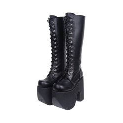2020 new LOLITA boots COS anime punk PUNK ultra-high heel thick-soled sponge cake lace-up high boots 9712