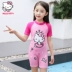 Hellokitty cô gái áo tắm cô gái võ sĩ liền kề áo tắm trẻ em nhỏ trẻ em lớn tay áo ngắn chống nắng đồ bơi Bộ đồ bơi của Kid