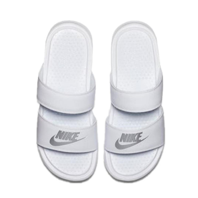 double strap nike slides white