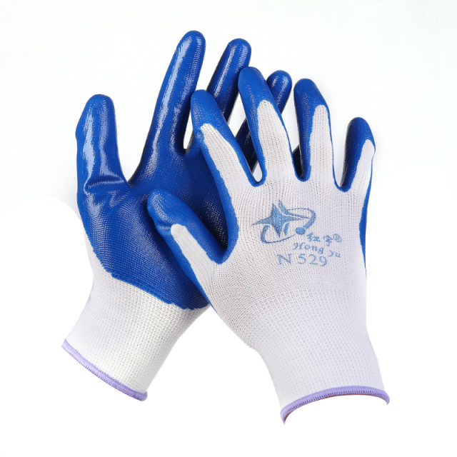 Xingyu Hongyu N529 labor protection gloves dipped rubber Dingqing wear-resistant waterproof oil-proof anti-slip working rubber