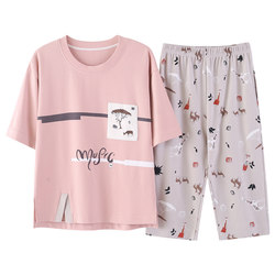 Pajamas for women summer short-sleeved pure cotton with chest pad all-in-one summer home wear set 2024 new style can be worn outside