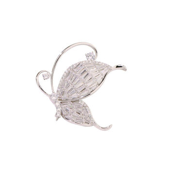 ລະດັບສູງ zircon butterfly brooch corsage Korean cute ins trendy personality elegant sweater pin collar button collar pin pin for women