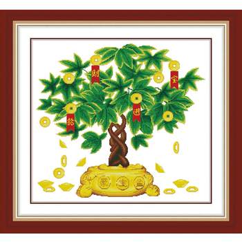 Cross stitch 2025 ເສັ້ນໃຫມ່ embroidery ເງິນຕົ້ນໄມ້ເງິນຕົ້ນໄມ້ embroidery ຫ້ອງດໍາລົງຊີວິດມື embroidery hanging ຫ້ອງຕົນເອງ embroidered threaded ຝ້າຍ