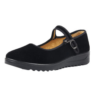 Old Beijing cloth shoes for women, flat black work shoes for women