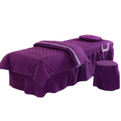 Beauty Salon Bed Cover Four-Piece Set European Pastoral Style Beauty Salon Special Massage Therapy Bed Cover with Holes