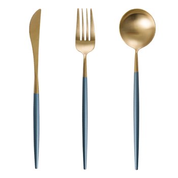 Ouding sky blue gold knife and fork coffee spoon dessert spoon