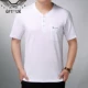Túi trung niên nam cổ chữ V ngắn tay áo thun cotton mỏng Phần trung niên bố tải quần áo nam XL lỏng lẻo - Áo phông ngắn áo thun nam big size