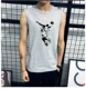 Áo thun cotton nam không tay XL áo dài ngang vai mỏng phần thể thao áo bóng rổ XL rộng vai vest thủy triều áo khoác ghi lê nam