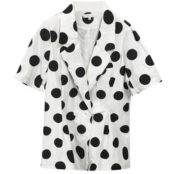 Cannes plus size original new trendy autumn style Korean sleeved polka dot suit sweat ແຂນສັ້ນ