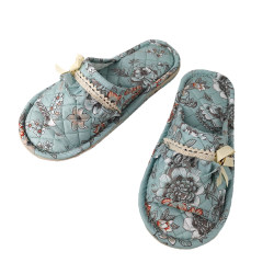 Korean style fabric pure cotton four seasons women's thick-soled home shoes silent indoor wooden floor soft-soled non-slip home slippers