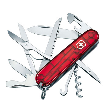 Victorinox Swiss Army Knife Original Genuine 91MM Transparent Red Hunter 1.3713.T Multifunctional Swiss Knife