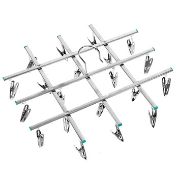 Stainless steel folding sock drying rack 20-clip multi-clip multi-purpose rack