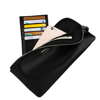 New Jaguar men's mini clutch Japanese and Korean personalized ultra-thin multi-functional long cowhide zipper ກະເປົ໋າໂທລະສັບມືຖືຂະຫນາດນ້ອຍ