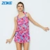 Zoke bikini ba mảnh ngực nhỏ thu thập thép tấm áo tắm nữ chia tay boxer che bụng giảm béo mùa xuân áo tắm - Bikinis Bikinis