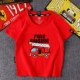 Fire Truck Boy Áo thun ngắn tay mùa hè Dress Big Boy Cotton T-shirt Little Girl Nửa tay áo Áo trẻ em - Áo thun