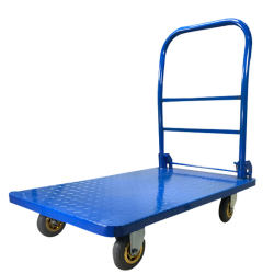 Steel trolley four-wheel flat trolley truck transport trolley portable household folding iron trolley trailer