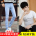 Mùa hè mỏng stretch nam jeans nam casual slim feet quần Hàn Quốc phiên bản của xu hướng của đen thẳng quần dài Cao bồi