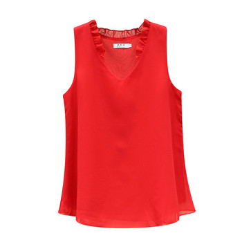 Summer sleeveless vest women's v-neck large chiffon shirt 2023 european station new loose western style bottoming top
