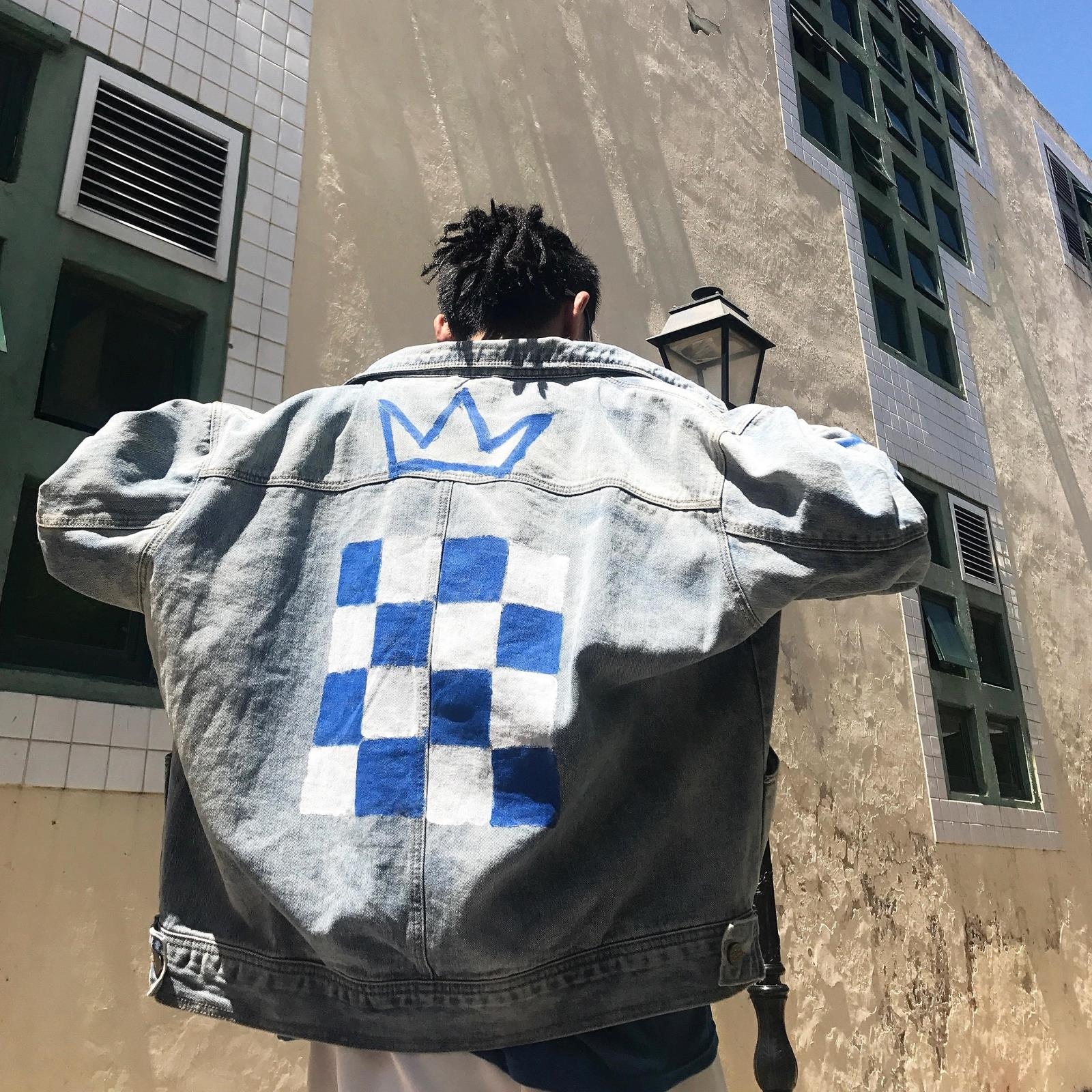 「money X3」定制 3款纯手工涂鸦印染欧美街头机车宽松潮牛仔外套