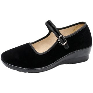 Old Beijing cloth shoes women's black cloth shoes dancing shoes mid heel