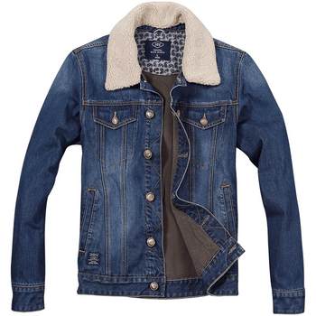 ເສື້ອຢືດ Denim jacket velvet ດູໃບໄມ້ລົ່ນແລະລະດູຫນາວ cotton-padded jacket men's plus velvet thickened men's new cotton-padded jacket men's winter padded jacket