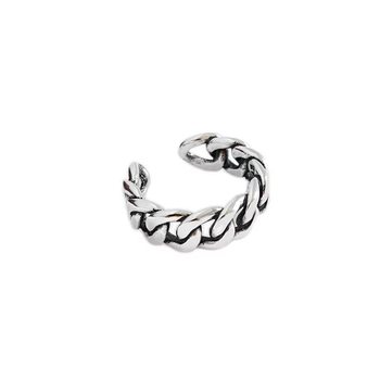 All-over silver s925 sterling silver twist chainring versatile Thai silver old tank chain open ring index finger ring for men and women