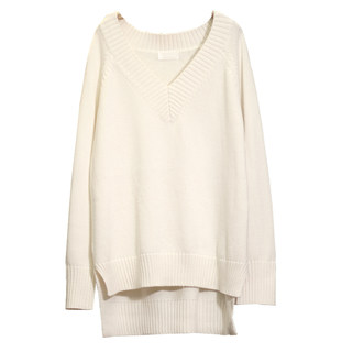 New pure cotton soft white v-neck sweater without pilling