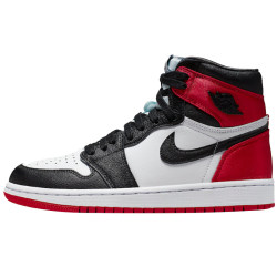 Air Jordan 1 Black Toe WMNS AJ1 ຜູ້ຊາຍແລະແມ່ຍິງເກີບບ້ວງຜ້າໄຫມສີແດງ CD0461-016